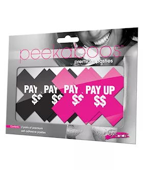 Peekaboos Pay Up Pasties  2 Pairs 1 Black1 Pink