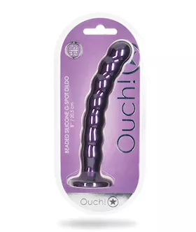Shots Ouch 8quot Beaded GSpot Dildo  Metallic Purple