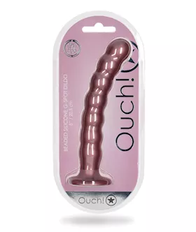 Shots Ouch 8quot Beaded GSpot Dildo  Rose Gold
