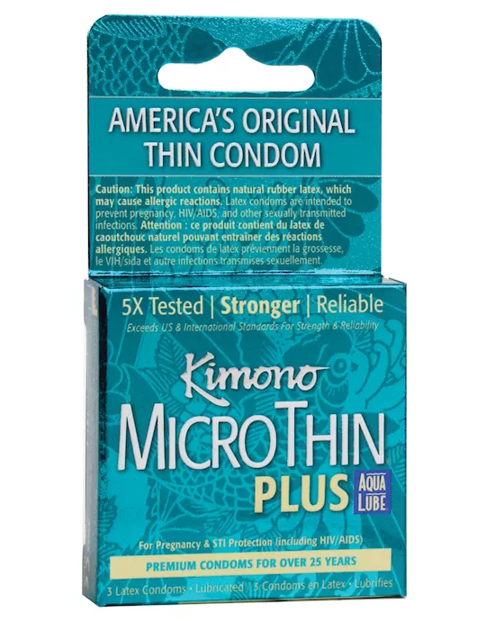 Kimono Micro Thin Aqua Lube Condom - Box Of 3
