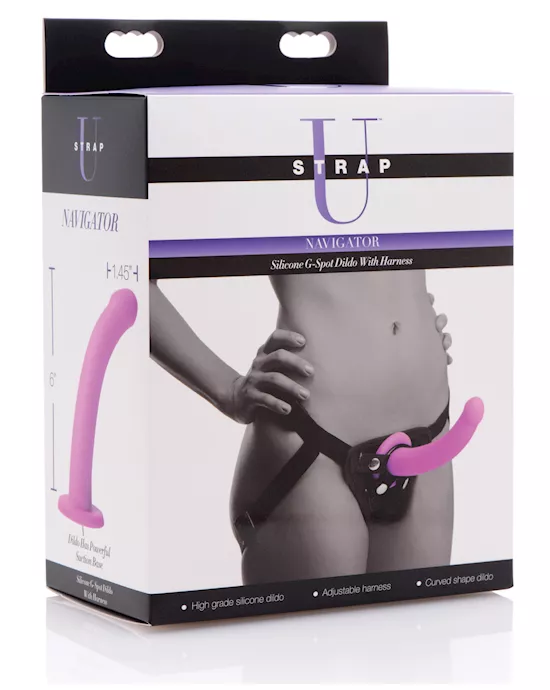 Strap U Navigator Silicone G Spot Dildo W/harness