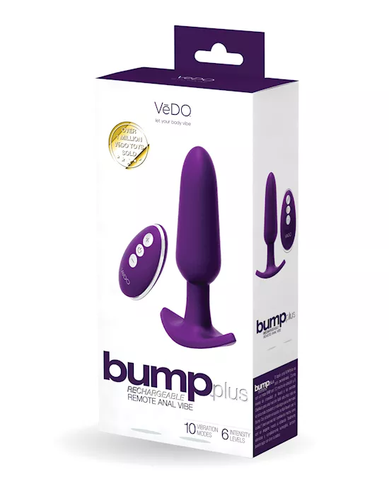 Vedo Bump Plus Rechargeable Remote Control Anal Vibe - Deep Purple
