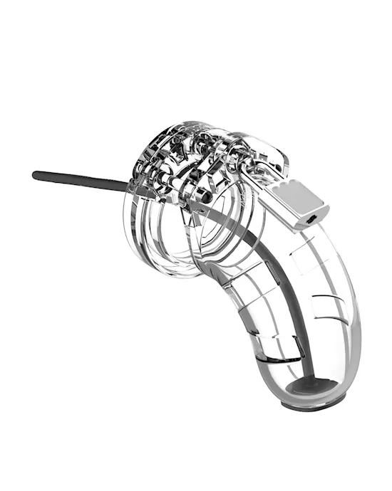 Shots Man Cage 3.5" W/silicone Urethral Sounding - Clear