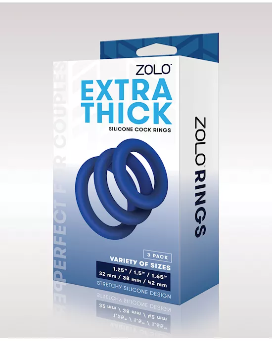 Zolo Extra Thick Silicone Cock Rings - Blue Pack Of 3