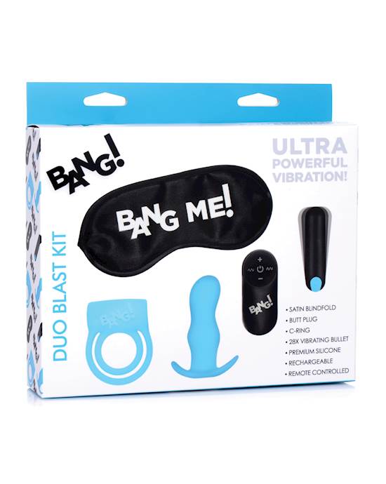 Bang Duo Blast Remote Control Cock Ring amp Butt Plug Vibe Kit  Blue