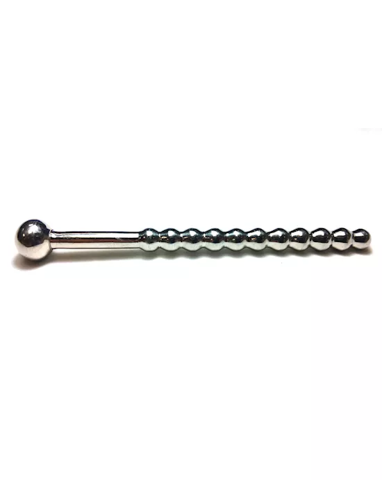 Rouge Stainless Steel Beaded Hollow Urethral Probe - 10 Cm Long