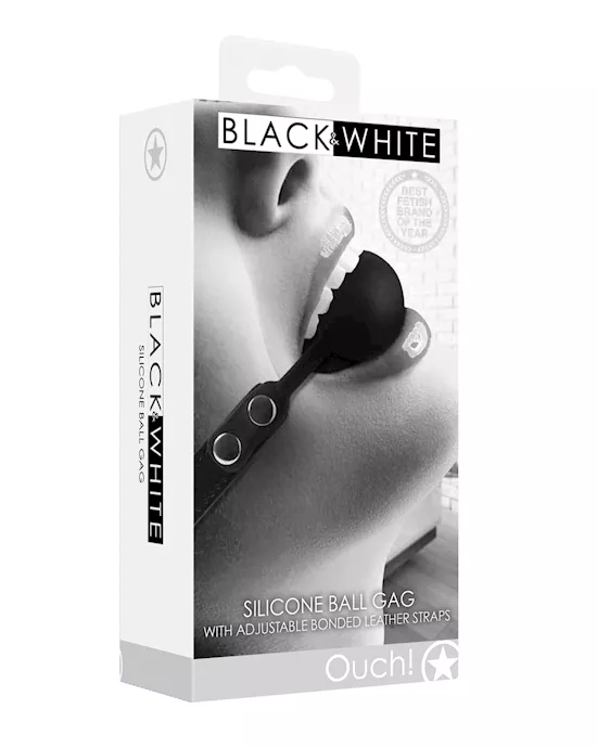 Shots Ouch Black & White Silicone Ball Gag - Black