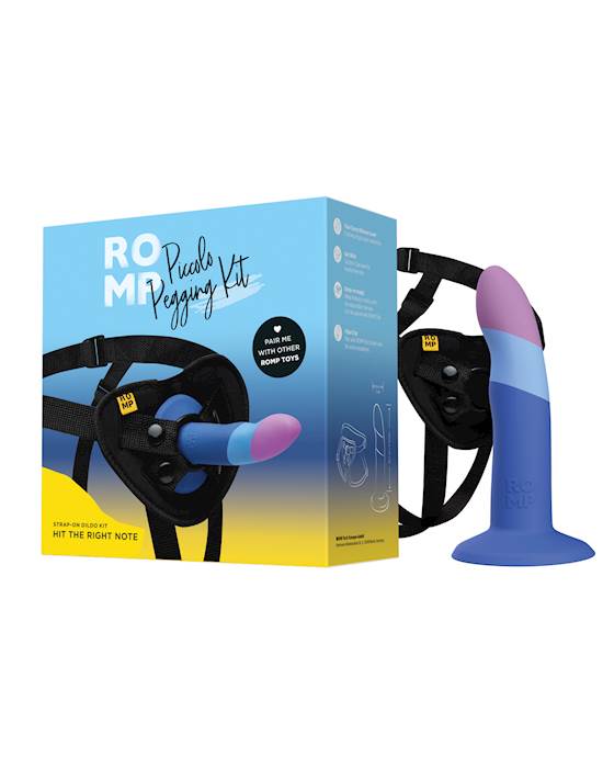 ROMP Piccolo 3 Color 55quot Dildo Pegging Kit  Blue