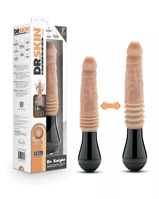 Blush Dr. Skin Silicone Dr. Knight Thrusting Gyrating Vibrating Dildo - Beige