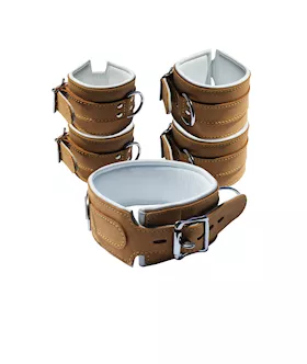 Bound X Caramel Leather Cuffs and Collar Set