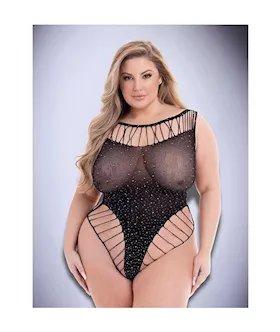Diamonte Wide Neckline Bodysuit