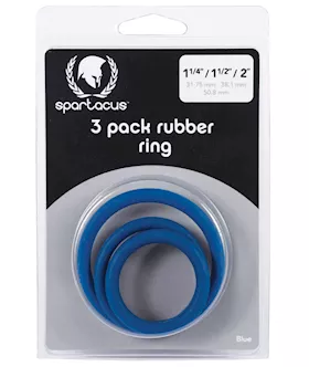 Spartacus Rubber Cock Ring Set Blue Pack of 3