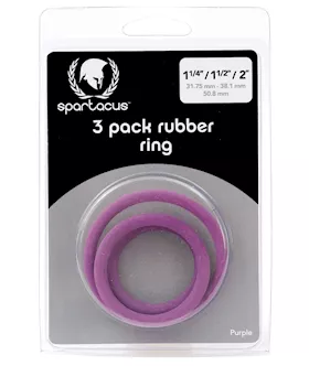 Spartacus Rubber Cock Ring Set  Purple Pack of 3