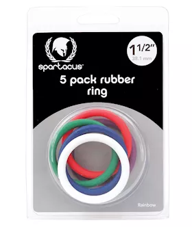 Spartacus 15quot Rubber Cock Ring Set  Rainbow Pack of 5