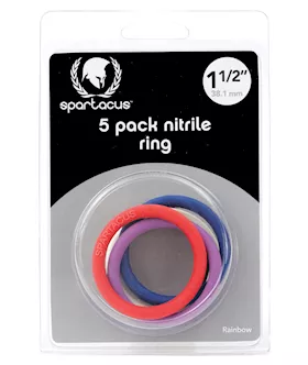 Spartacus 15quot Nitrile Cock Ring Set Asst Colors Pack of 5