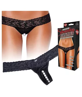 Hustler Stimulating Panties wPearl Pleasure Beads Black SM