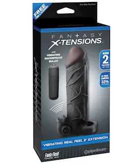 Fantasy Xtensions Vibrating Real Feel 2quot Extension wBall Strap  Black