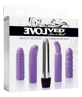 Evolved Multi Sleeve Vibrator Kit w4 Textured Sleeves amp Vibe  Purple