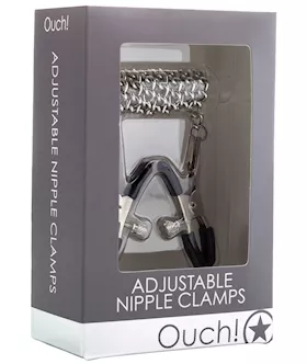 Shots Ouch Adjustable Nipple Clamps wChain  Metal