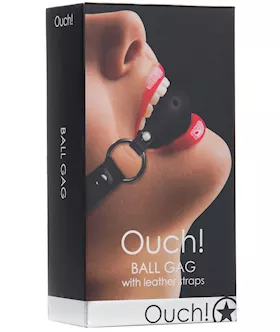 Shots Ouch Ball Gag wLeather Straps  Black