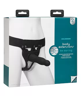 Body Extensions Be Daring 2 Piece Strap On Set  Black