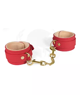 Spartacus PU Ankle Cuffs wPlush Lining Red
