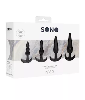 Shots Sono No 8 Butt Plug  Black Set of 4