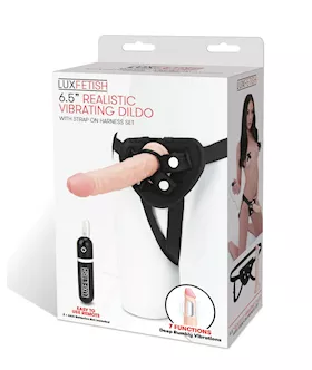 Lux Fetish 65quot Realistic Vibrating Dildo wStrap On Harness Set