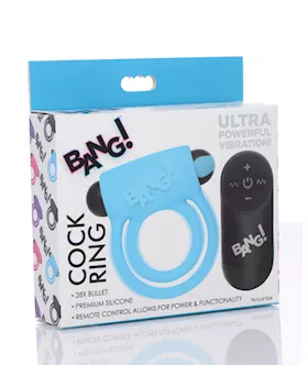 Bang Vibrating Cock Ring amp Bullet wRemote Control  Blue