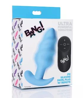 Bang 21X Vibrating Butt Plug wRemote Control  Blue