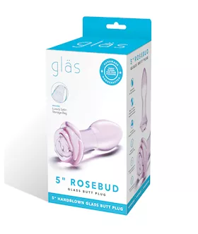 Glas 5quot Rosebud Glass Butt Plug  Pink