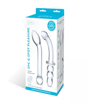 Glas 2 pc GSpot Pleasure Glass Dildo Set  Clear