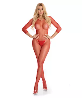 Pink Lipstick Risqueacute Crotchless Bodystocking Red SM