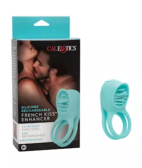 Couple039s Enhancers Silicone Rechargeable French Kiss Enhancer  Teal