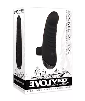 Evolved Hooked on You Curved Finger Vibrator  Black