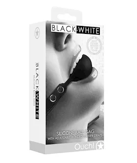 Shots Ouch Black amp White Silicone Ball Gag  Black