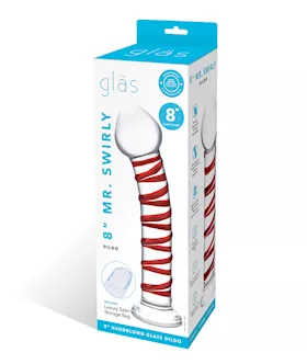 Glas 8quot Mr Swirly Glass Dildo  Red
