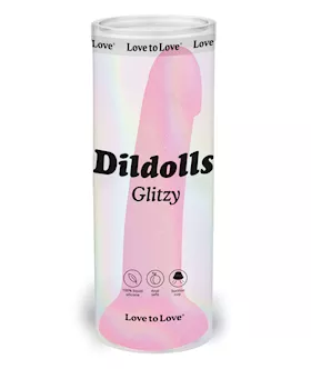 Love to Love Curved Suction Cup Dildolls Glitzy  Glitter Pink