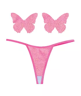 Neva Nude Naughty Knix Bella Rosa Shimmer GString amp Pasties  Soft Pink OS