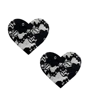 Neva Nude Lace Heart Pasties  Black OS