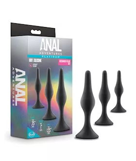 Blush Anal Adventures Platinum Silicone Beginner Plug Kit  Black