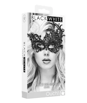 Shots Ouch Black amp White Lace Eye Mask  Royal Black