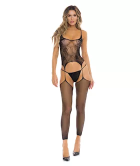 Rene Rofe On All Night Bodystocking wGString Black OS
