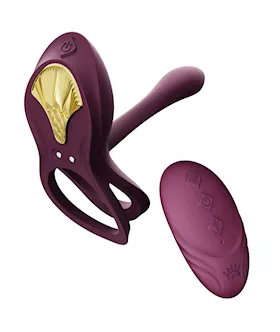 ZALO Bayek Vibrating Couples Ring wRemote  Velvet Purple
