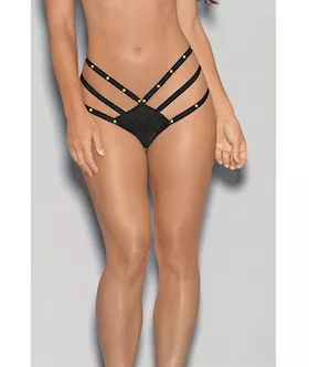 Glow Stones Black Light Dancewear Strappy Thong Black OS