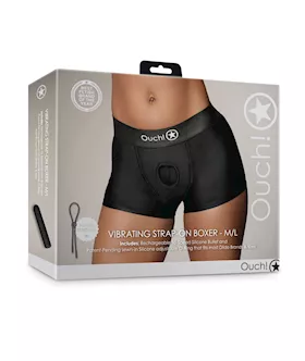 Shots Ouch Vibrating Strap On Boxer  Black ML