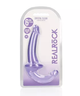 Shots RealRock Crystal Clear 6quot Strapless StrapOn  Purple