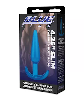 Blue Line C & B 4.25" Slim Tapered Butt Plug - Jelly Blue