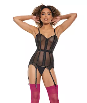 Powernet Fully Boned Corset wLaceUp Back Black MD