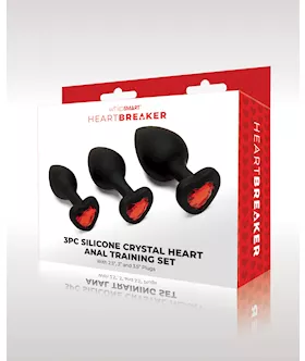 WhipSmart Heartbreaker 3 pc Crystal Heart Anal Training Set  BlackRed